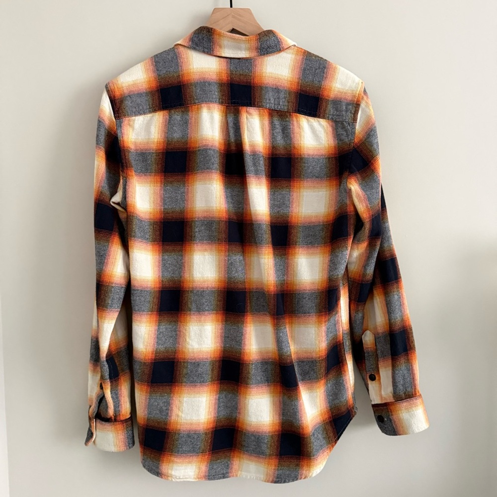 GAP Plaid Flannel Shirt Tangy Orange Small - Picture 2 of 6